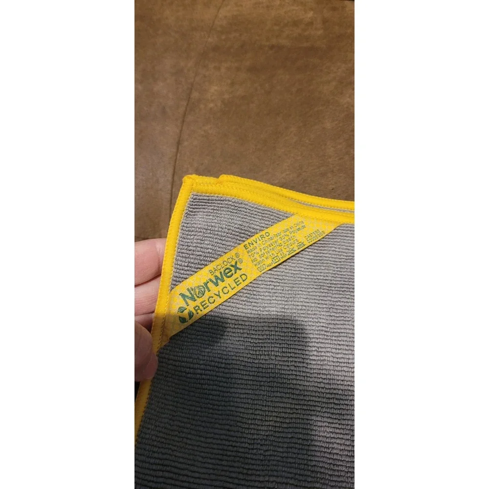 Norwex Envirocloth Gray with Yellow Trim Microfiber with BacLock NEW